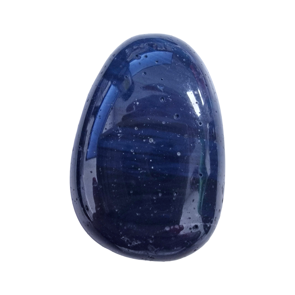 Polished Sieber Agate tumble stone with distinctive layered patterns in warm earth tones, drilled for jewellery or crystal grids.