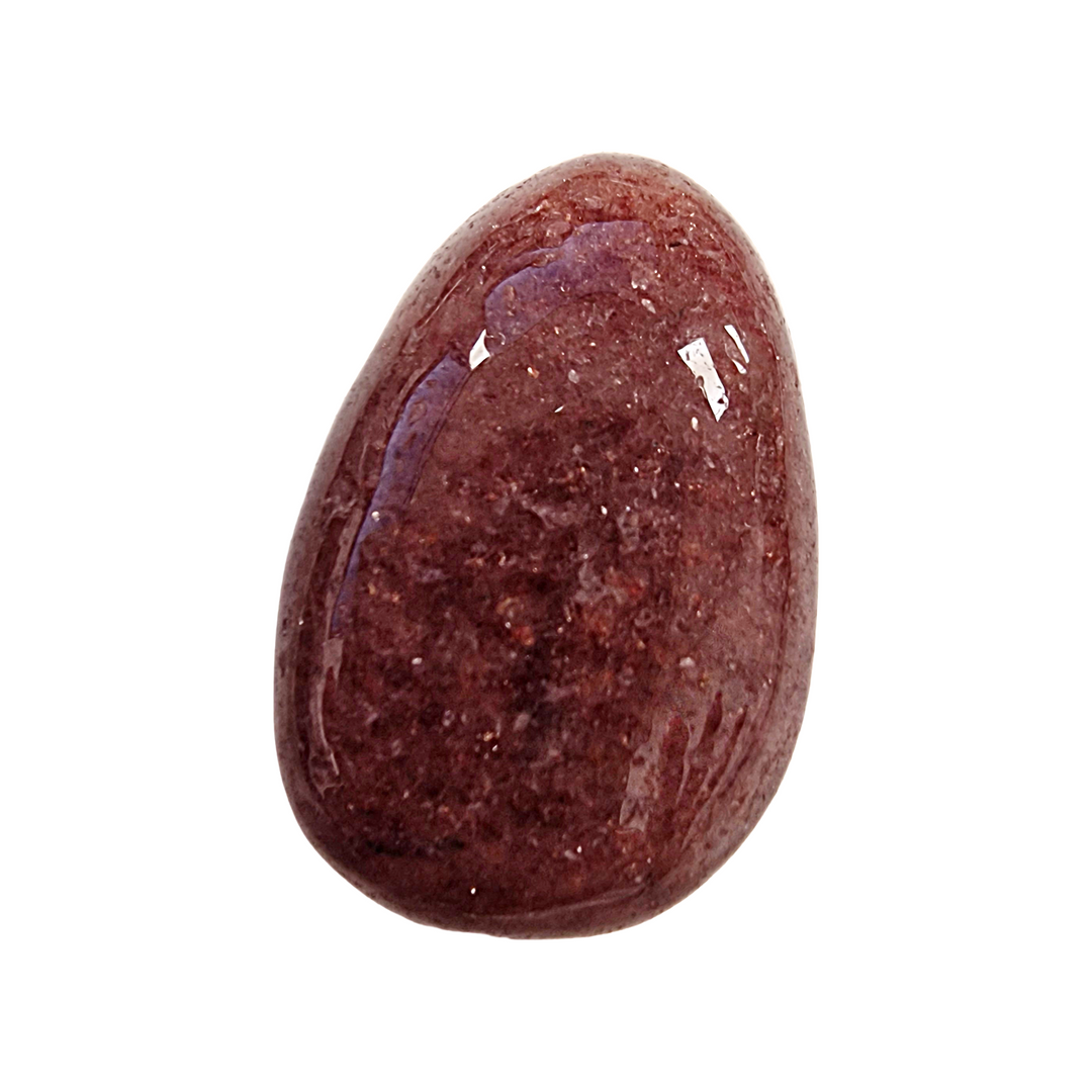 Strawberry Quartz drilled tumble, hand-polished with soft pink tones and gentle sparkle.