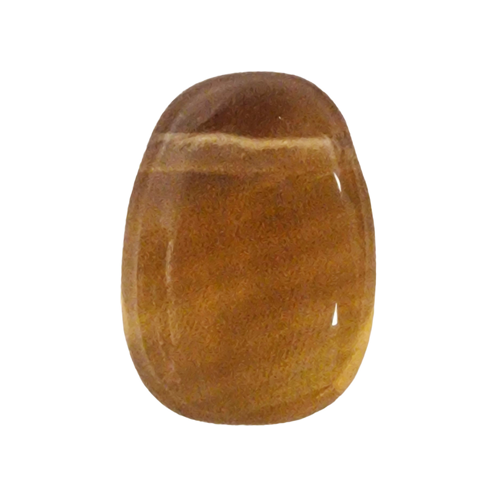Golden Yellow Fluorite drilled tumble stone with soft translucency, ideal for mental clarity, focus, and solar plexus chakra work.