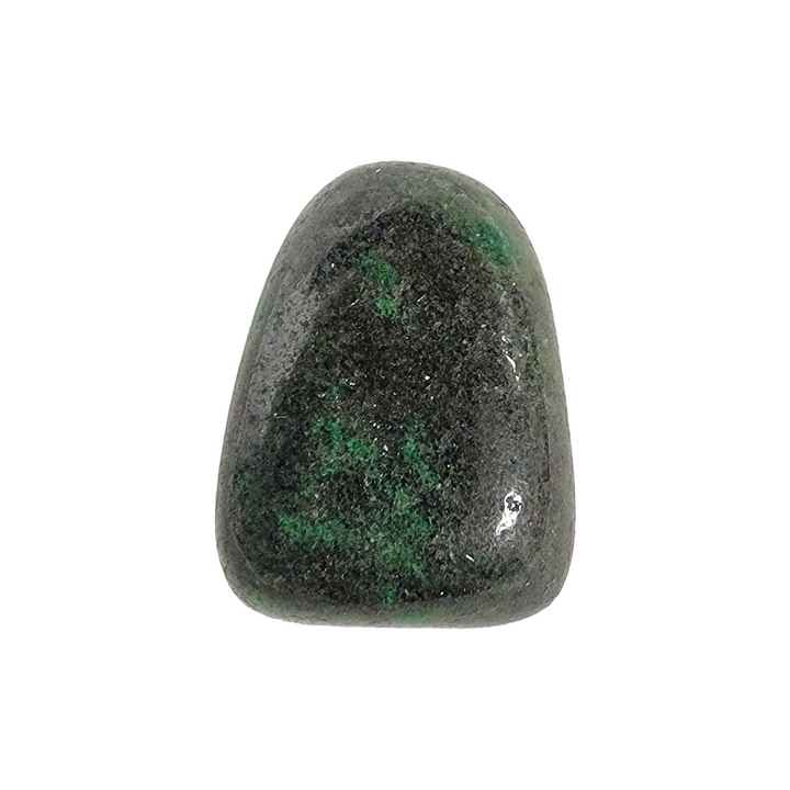 Natural Zoisite tumble stone, drilled and polished for energy alignment, often associated with transformation and vitality.