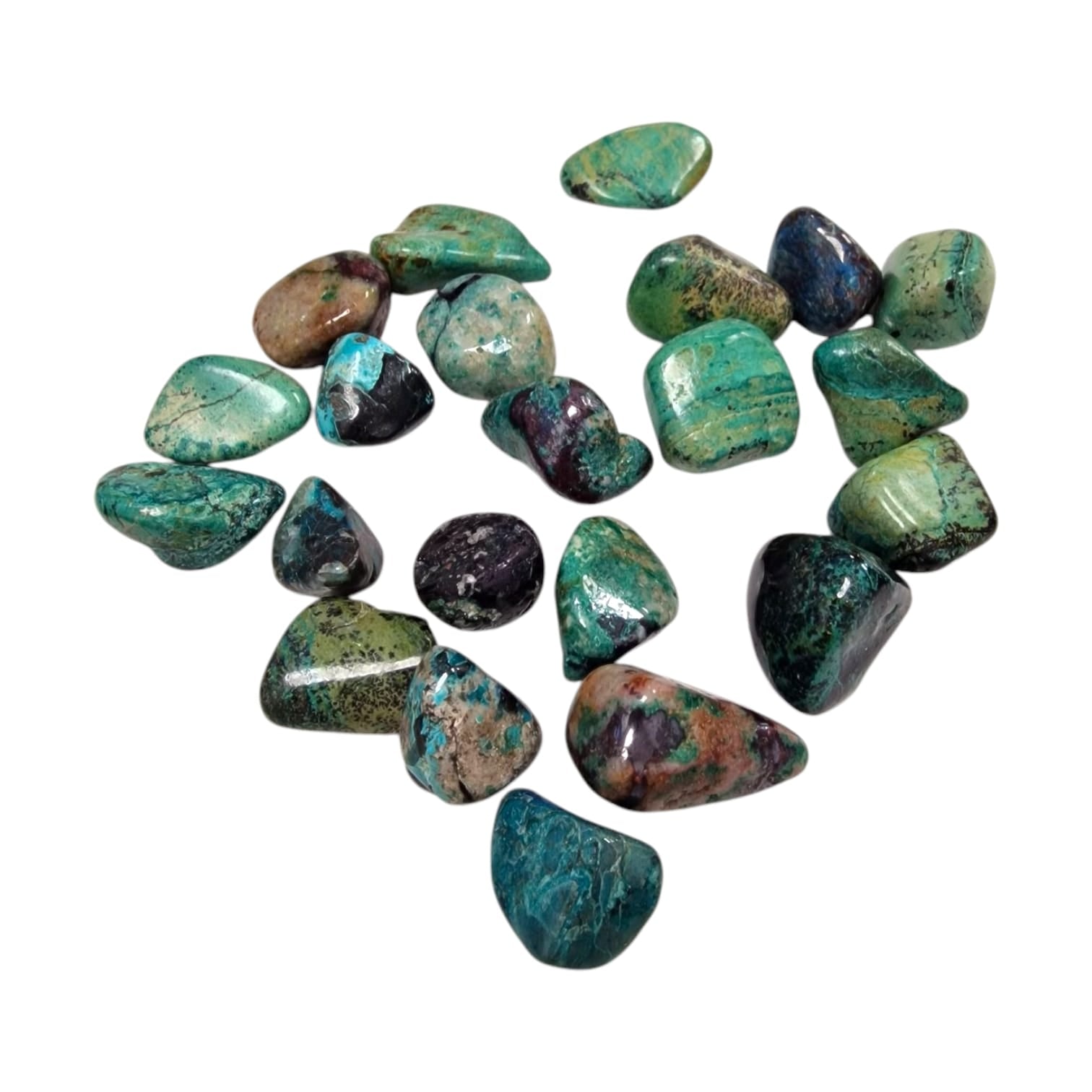 GeoFossils Eilat Stone Tumble Stone, a rare blue-green crystal from Israel for peace, emotional healing, and heart-centred communication.