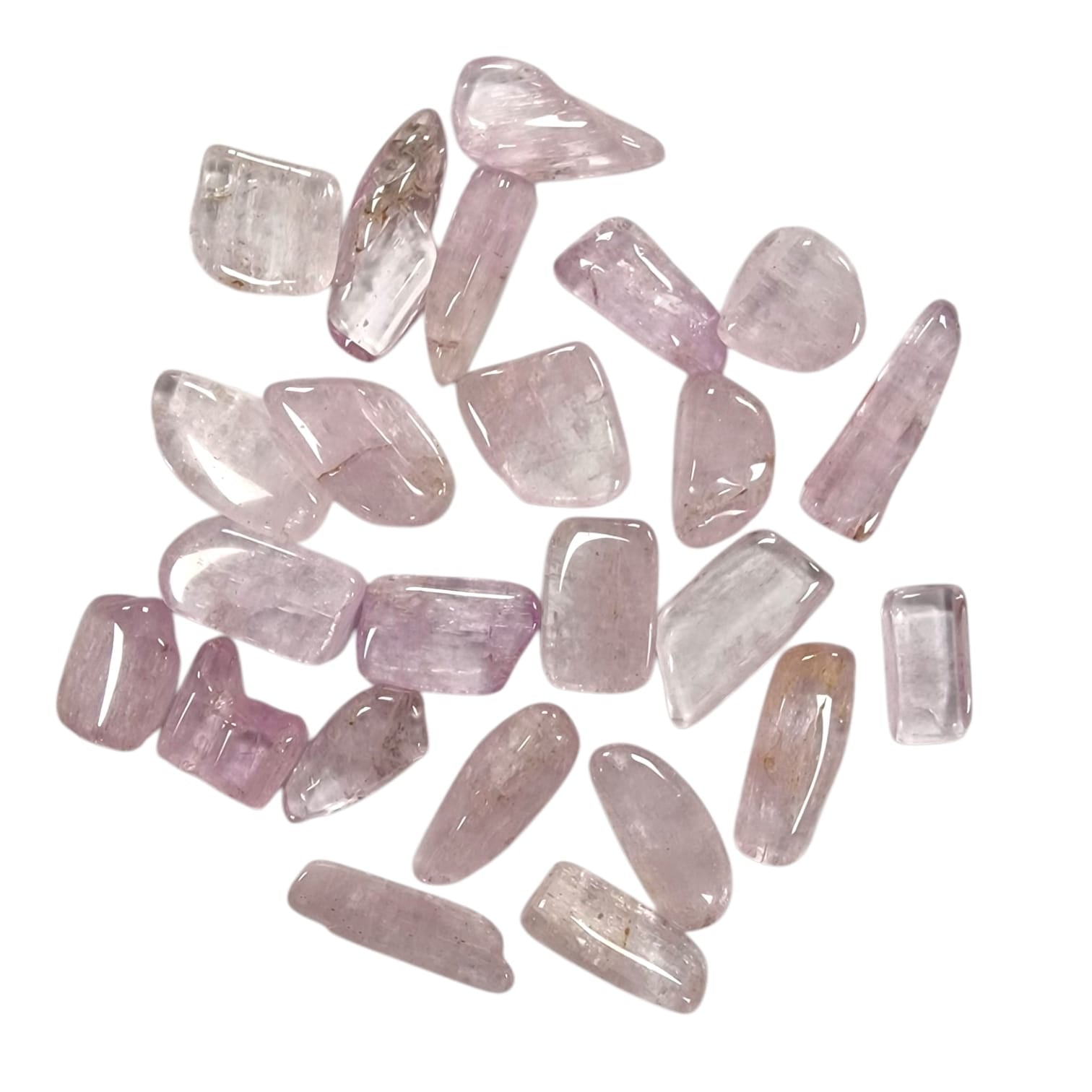 GeoFossils Kunzite Tumble Stone AA Grade, a high-quality pink crystal for love, emotional healing, and spiritual connection.