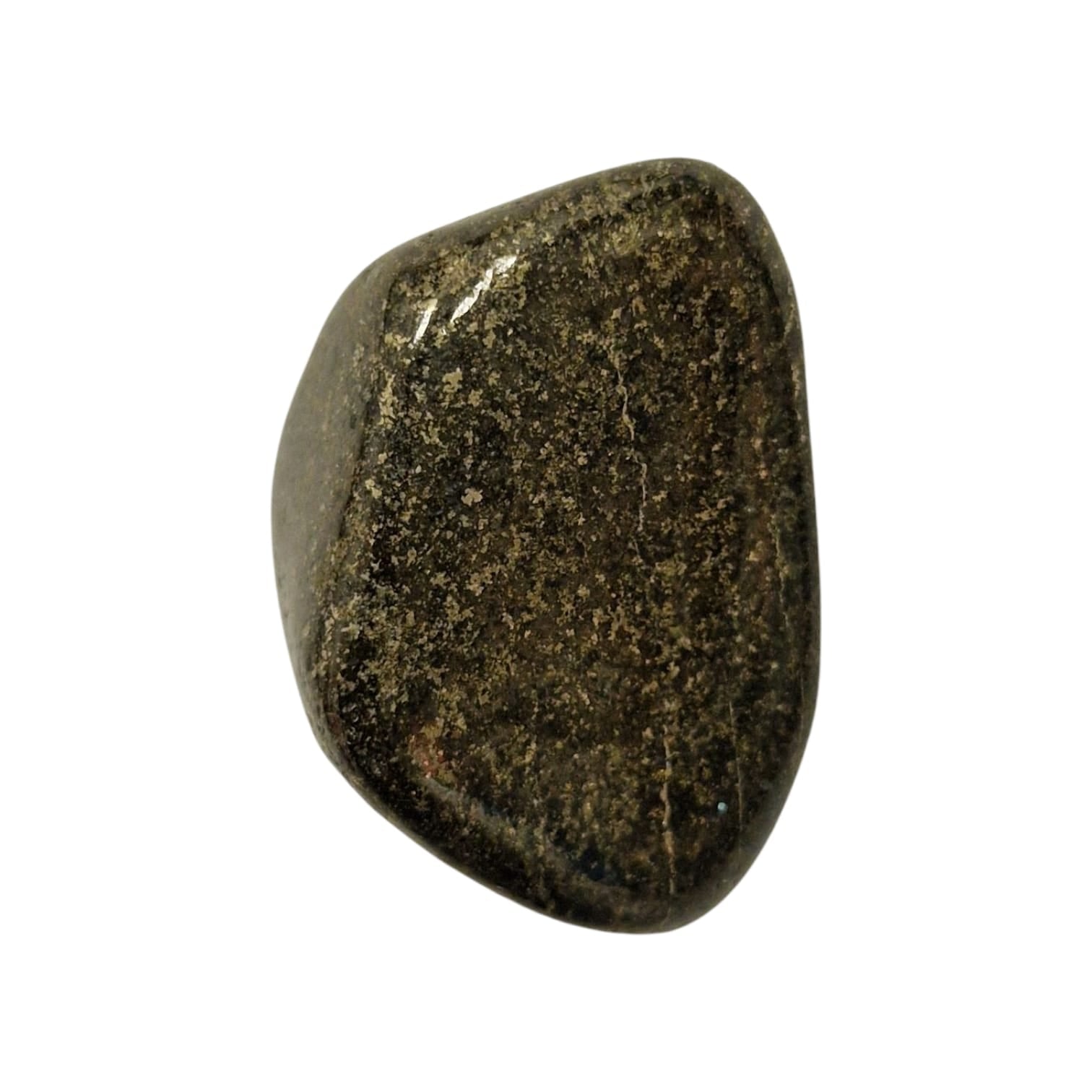 GeoFossils Lemurian Jade Tumble Stone, a deep green-black crystal from Peru for grounding, protection, and ancient Earth energy.
