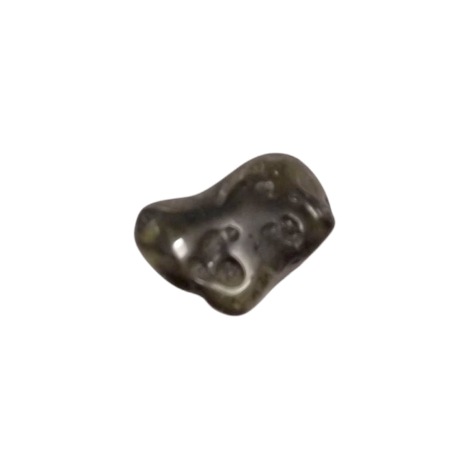 GeoFossils Moldavite Tumble Stone, a rare hand-polished green tektite for transformation, spiritual awakening, and cosmic energy.
