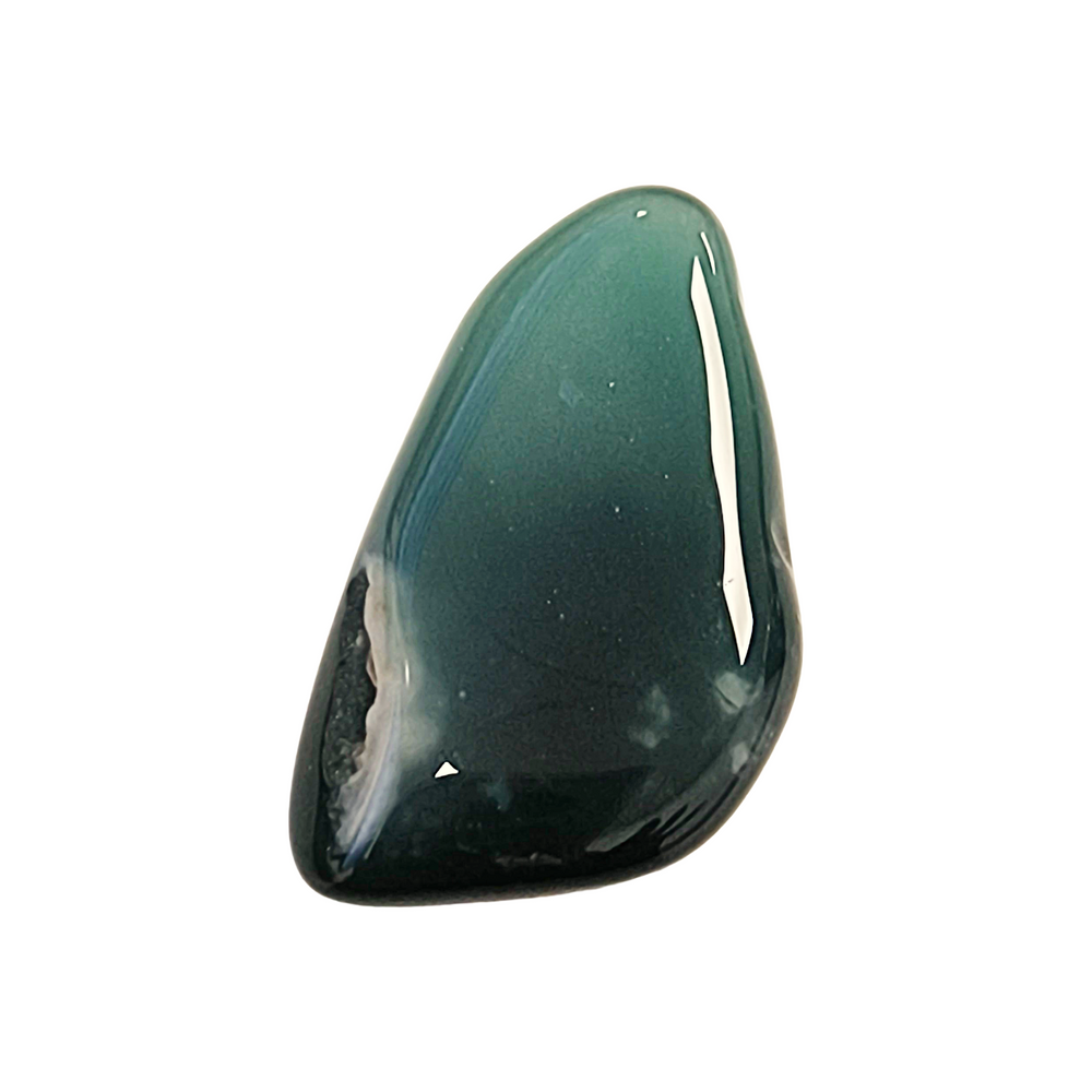 GeoFossils Mtorolite Tumble Stone – close-up of polished green gemstone showing natural patterns