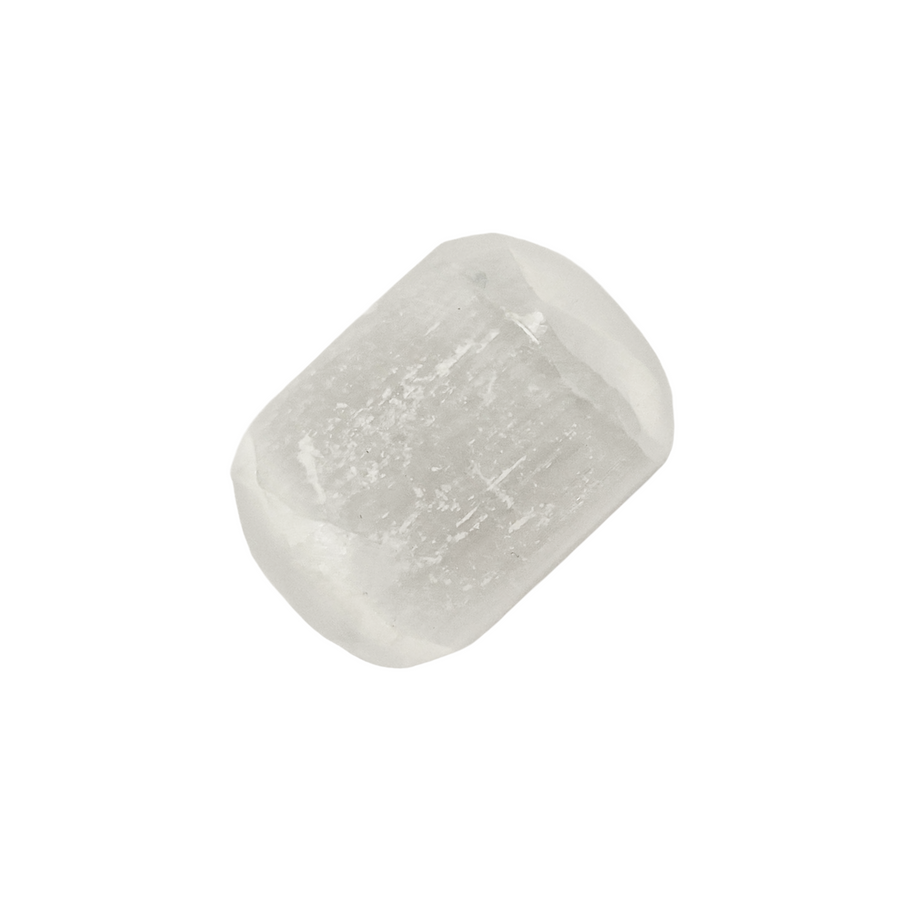 GeoFossils Selenite Tumble Stone – single polished white gypsum crystal for cleansing and clarity