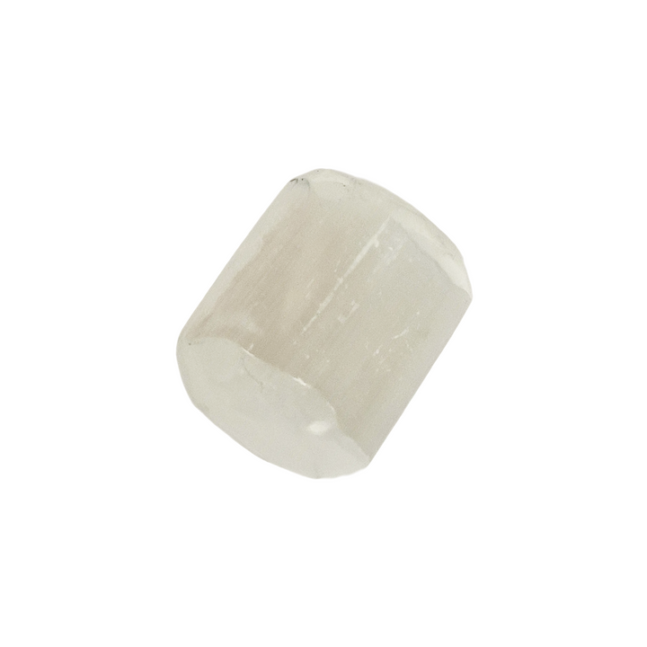GeoFossils Selenite Tumble Stone – close-up of polished Moroccan selenite showing natural glow