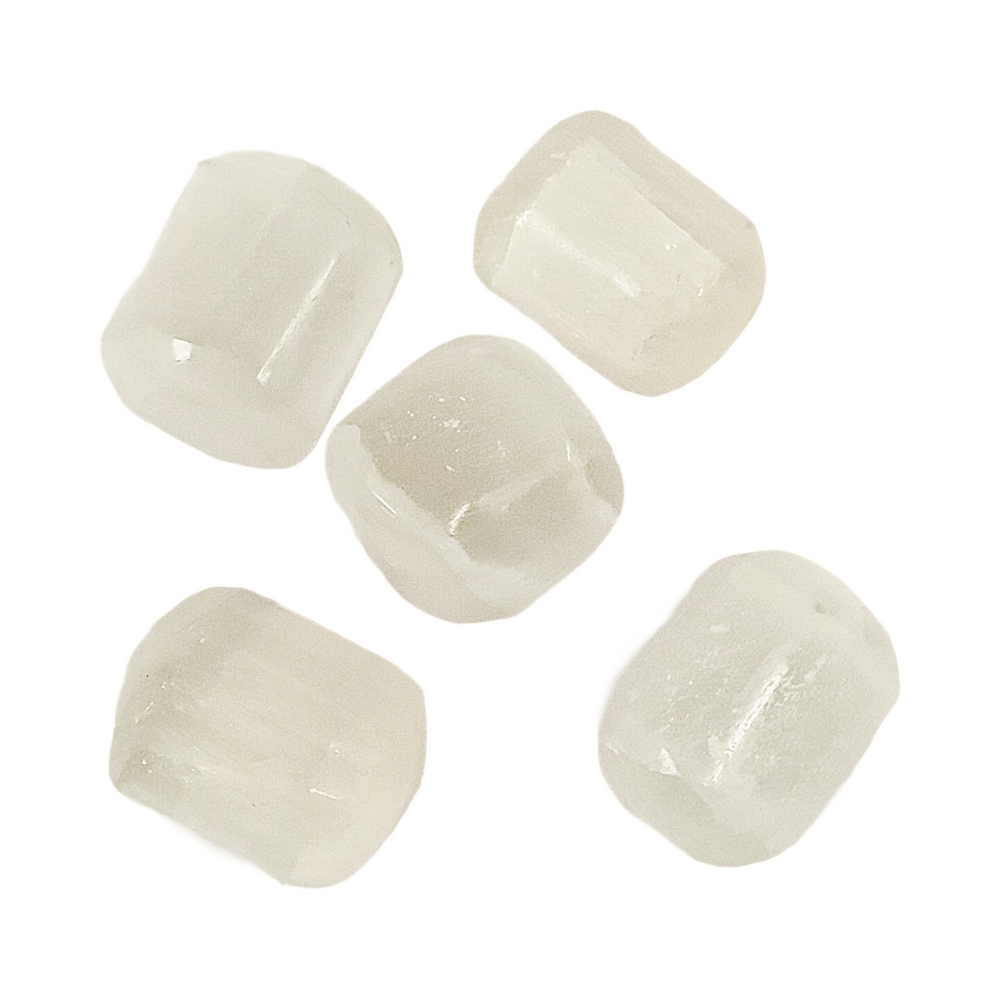 GeoFossils Selenite Tumble Stones – group of polished white luminous crystals from Morocco