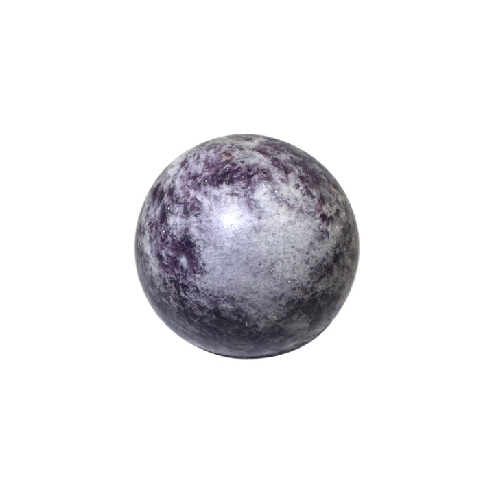 GeoFossils Unicorn Stone Sphere 50mm – Madagascan crystal sphere combining lepidolite, pink tourmaline, smoky quartz, and cleavelandite for healing, balance, and grounding.
