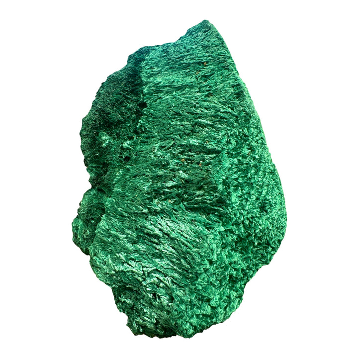 Luxury Velvet Malachite crystal from the Democratic Republic of Congo displaying detailed radiating crystal growth and vibrant natural colour.