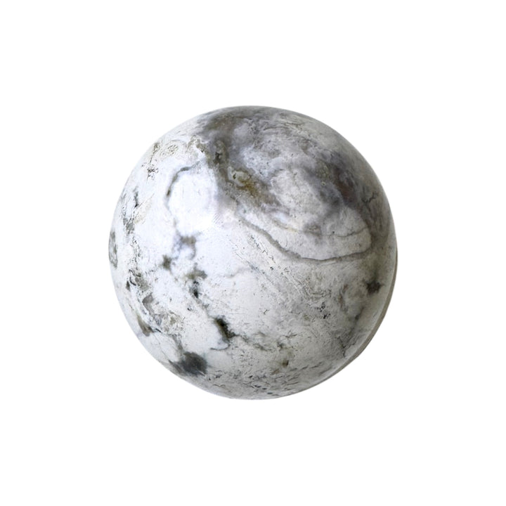 GeoFossils White Ocean Jasper Sphere 50mm – Madagascan crystal sphere for joy, renewal, and emotional balance, polished gemstone sphere made in the UK.