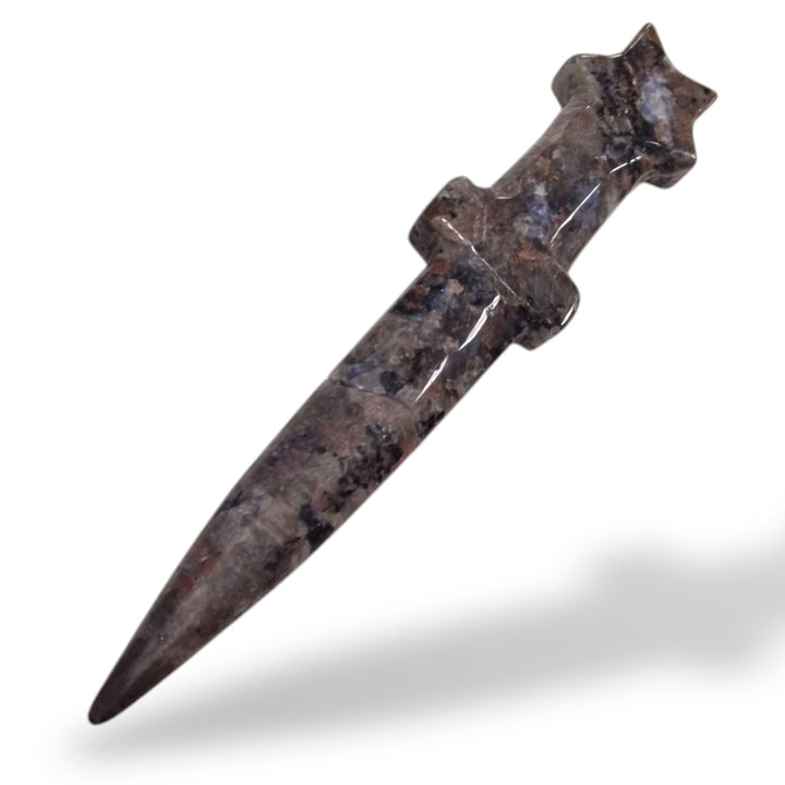 GeoFossils  Yooperlite Athame – a UV-reactive crystal ritual blade for psychic awakening, transformation, and energy clearing.