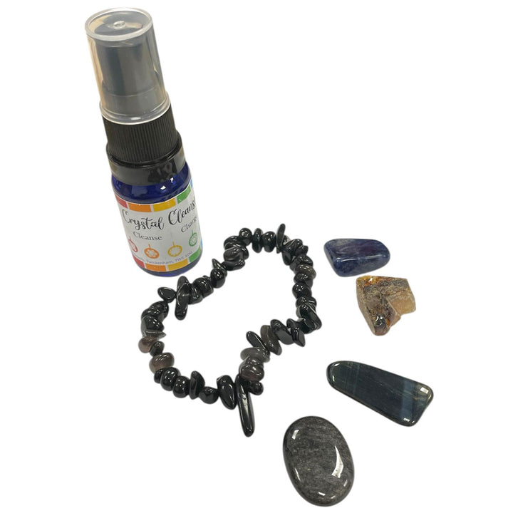 GeoFossils Scorpio Zodiac Crystal Set – Black Obsidian Bracelet and Stones for Protection, Transformation and Inner Strength