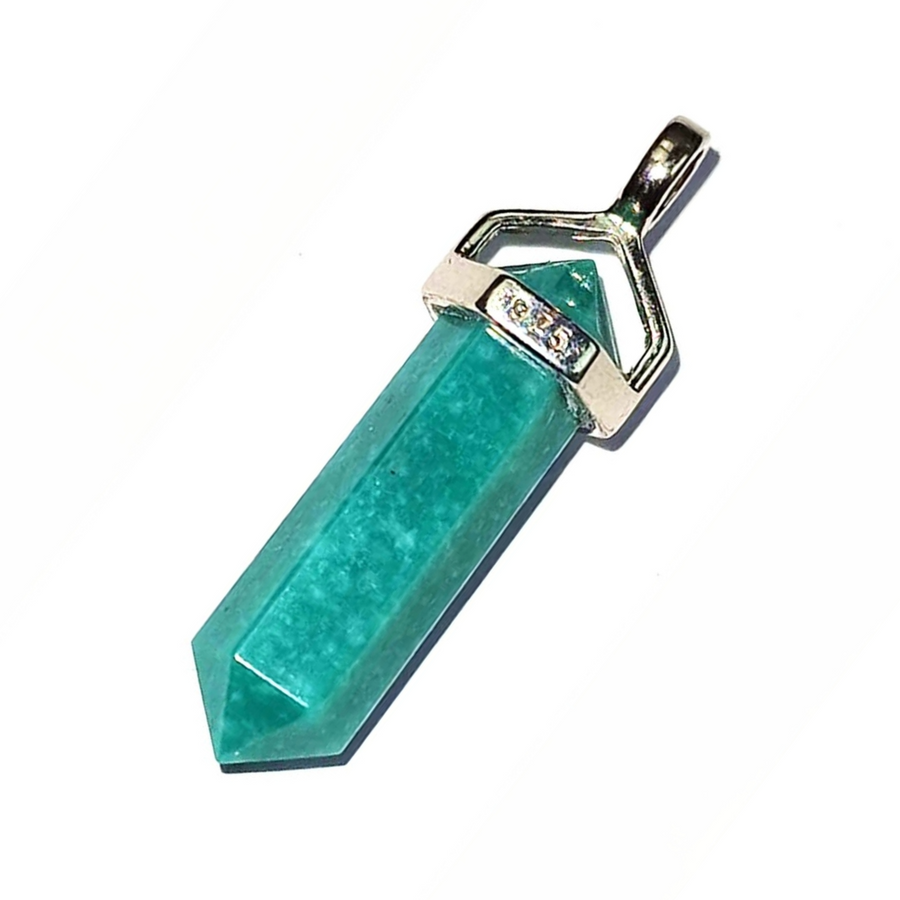 GeoFossils Sterling Silver Amazonite Pendant – crystal jewellery for calm and confidence