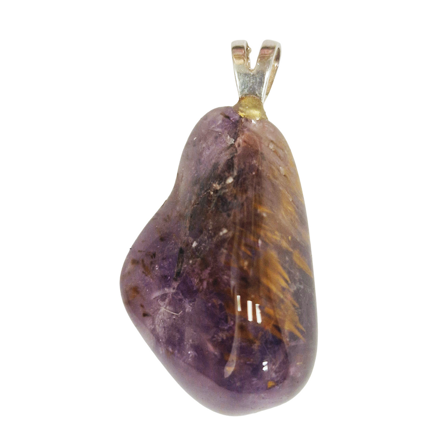 GeoFossils Super 7 Sterling Silver Pendant – Brazilian crystal with seven minerals in sterling silver setting – spiritual growth, protection, and intuition jewellery – handmade in the UK.