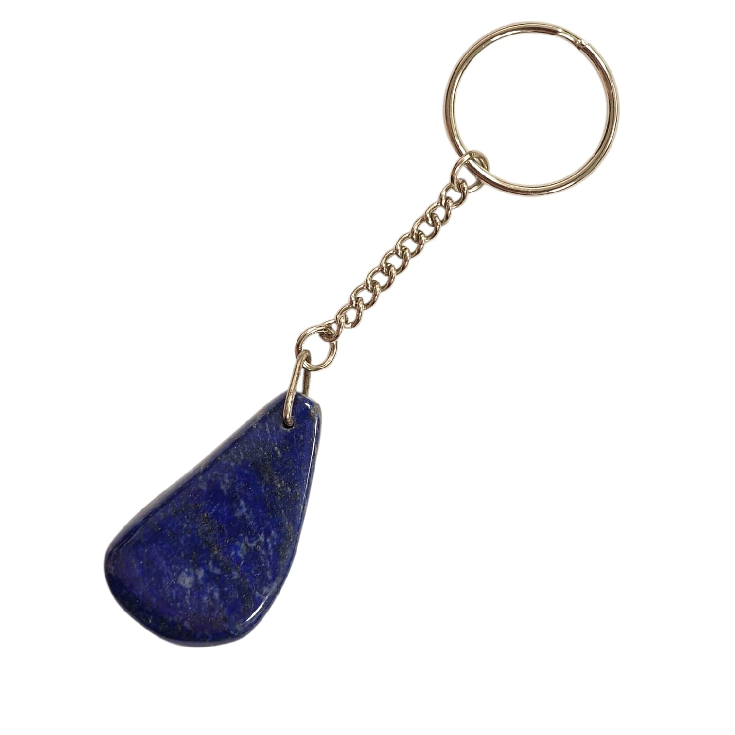 GeoFossils Lapis Lazuli Keyring with polished stone and silver-effect keychain for truth, wisdom, and intuitive clarity.