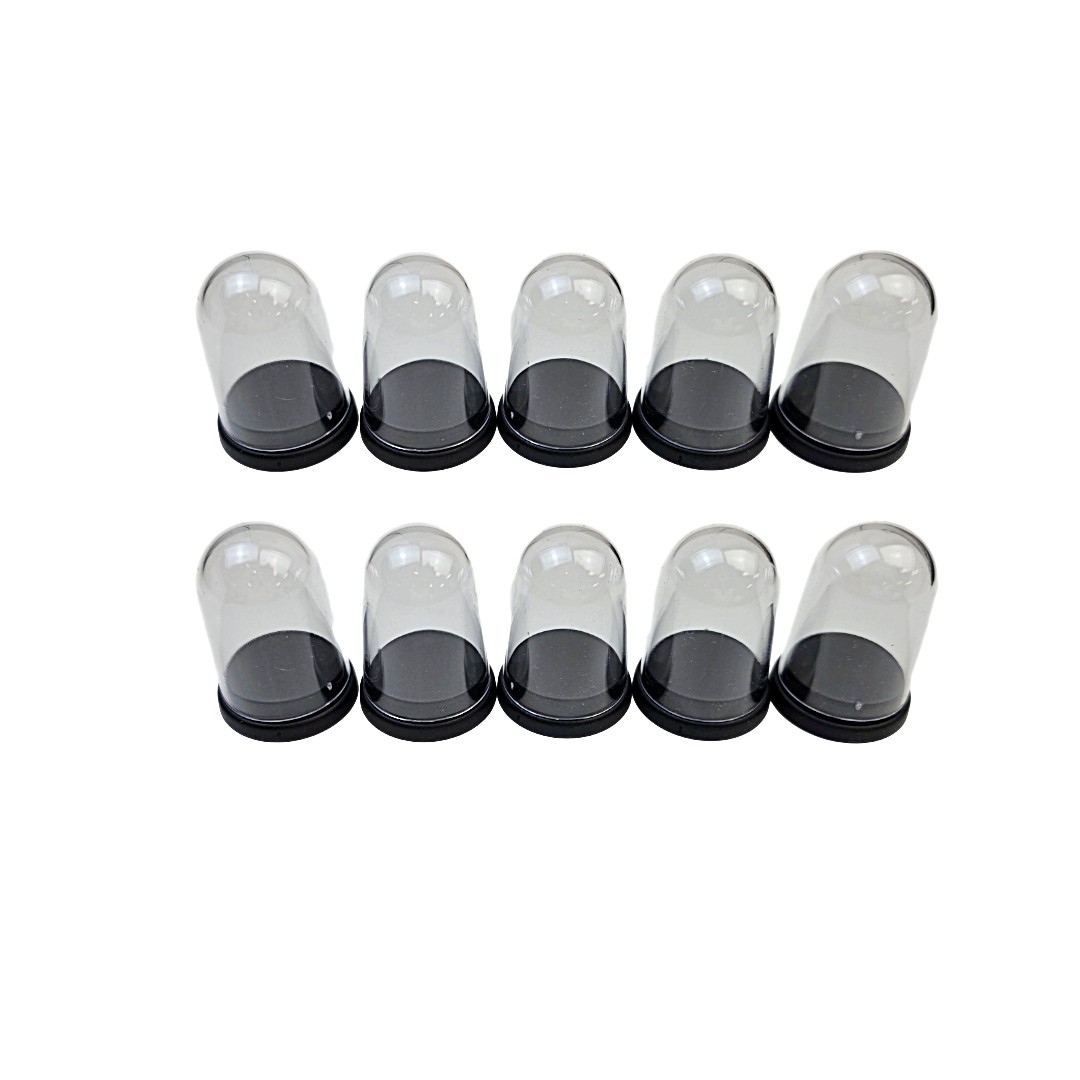 Pack of 10 small specimen display domes with black bases