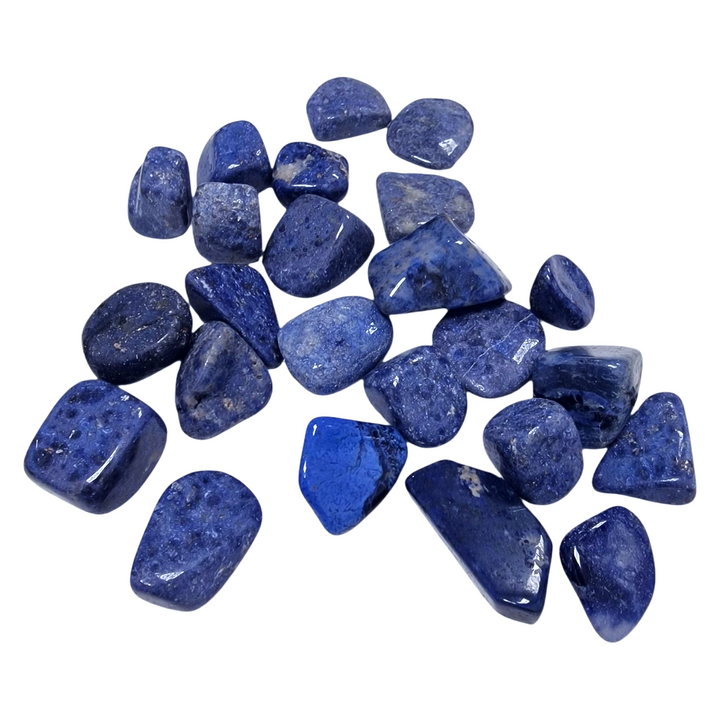 GeoFossils Dumortierite Tumble Stone – natural polished mineral for calm decision-making and discipline.