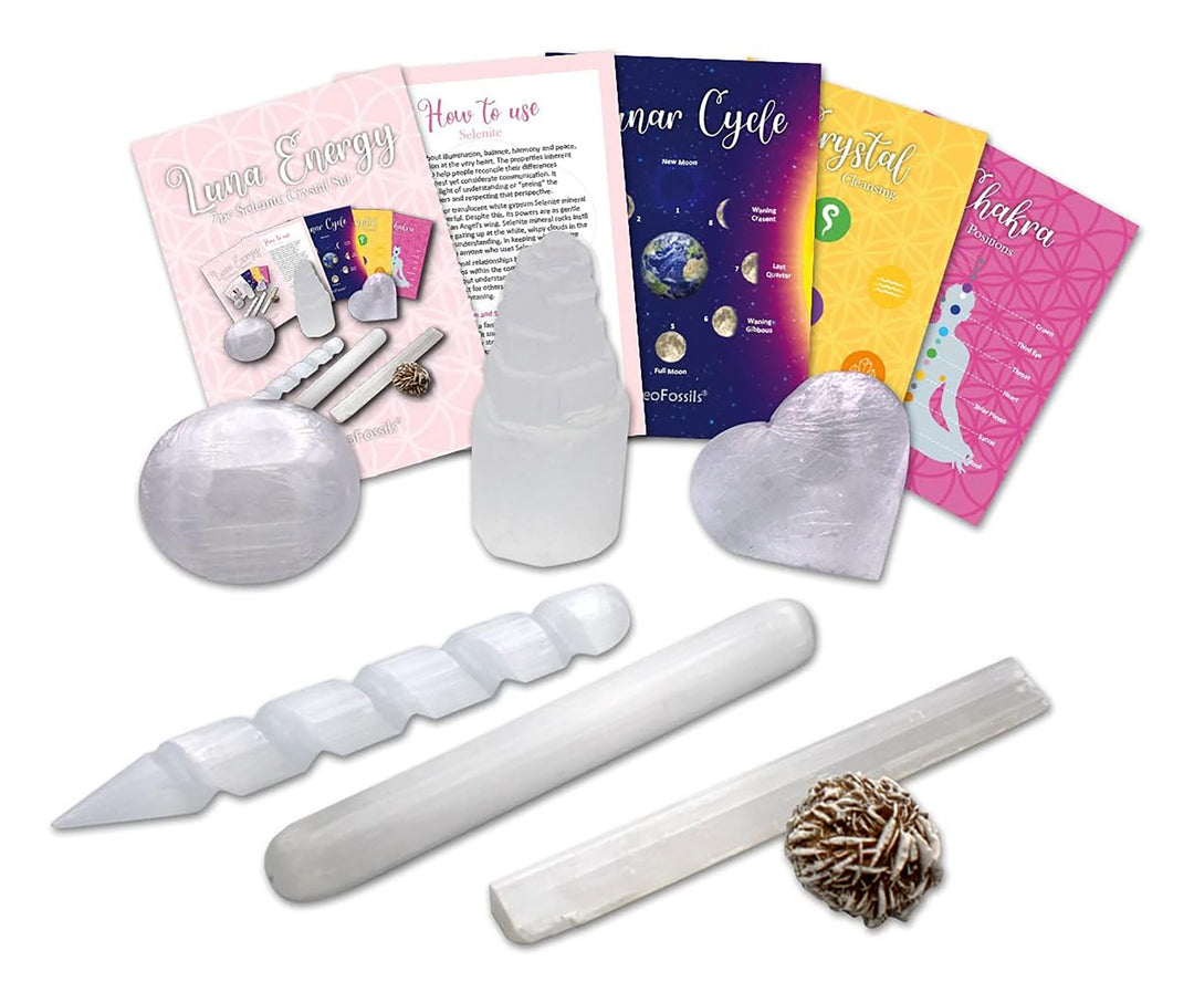 Luna Energy Infused Complete 7pcs Selenite Crystal Healing Set