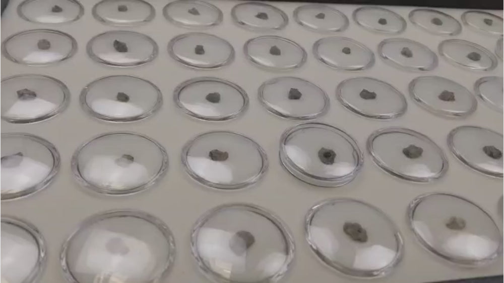 Slow rotating video showing a genuine Trinitite nuclear glass specimen from the Ralph Emerson Pray Collection formed at the Trinity Test Site in New Mexico during the 1945 atomic bomb test.