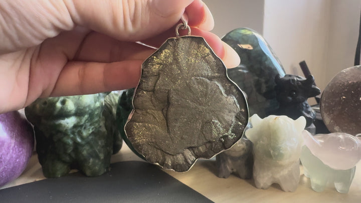 Natural Pyrite Sun Pendant No. 01 in Sterling Silver