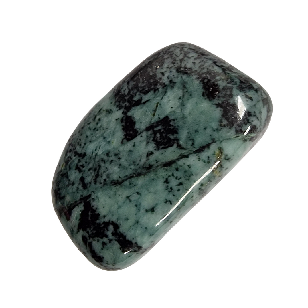 Green Black Tumble Stone Known as Green Snakeskin Jasper
