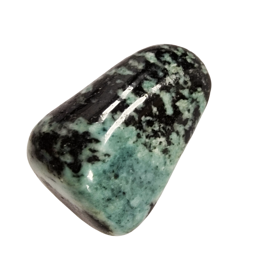 Green Black Tumble Stone Known as Green Snakeskin Jasper