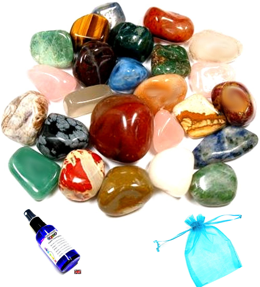 Mixed Bag Tumble Stones 100grms (10-15mm) with Organza Bag