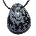 GeoFossils Snowflake Obsidian Drilled Tumble Stone – black and grey crystal with horizontal drill hole for grounding, protection and emotional clarity