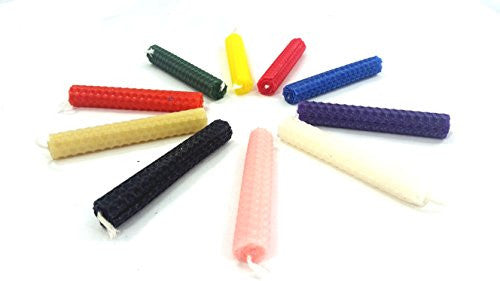 Beeswax Candles, with honeycomb pattern, 10centimeter tall, Black, Gold, Red Green, Yellow, Orange, Dark Blue, Purple, White, Pink with white wick