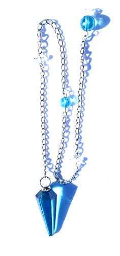 GeoFossils - Aqua Aura Quartz and Herkimer Daimond Healing Crystal Pendulum