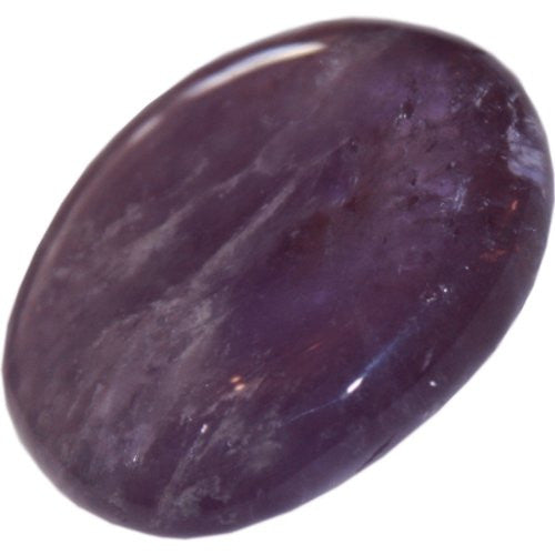 Circular oval shaped purple with white streaks stone