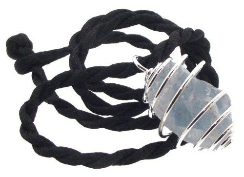 Blue Celestite Mineral Healing Crystal Spiral Pendant