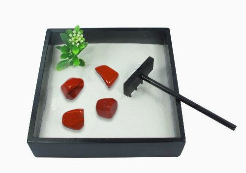 Small Zen Garden with Tumblestones - Red Jasper