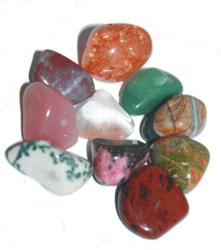 10 pink, green, red, white, orange, green and white stones