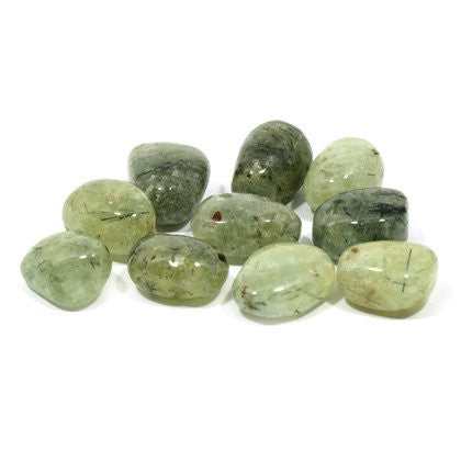 Epidote in Prehnite Polished Healing Crystal Tumble Stone