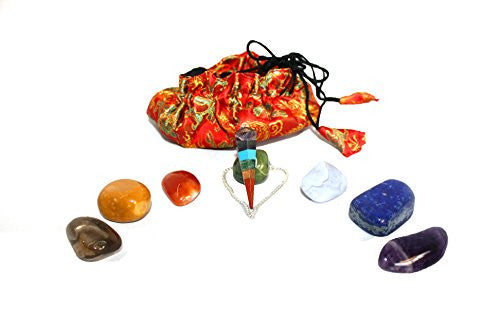 Pouch with brown, orange, red, blue and purple stones smooth