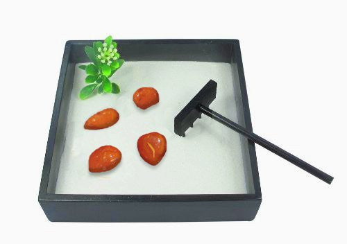 Small Zen Garden with Polished Carnelian Tumble Stones