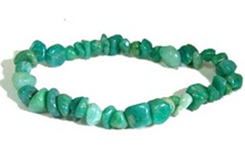 Amazonite Gemchip Bracelet elasticated one size fits all.  Amazonite is a type of Felspar, generally found in Green, Pink, White and Yellow, making this an ideal crystal to soothe all Chakra and particularly to Heart and Throat Chakras. It aligns the physical body with the etheric and astral bodies producing balancing preventative energy, making this an ideal crystal to carry wear or use.