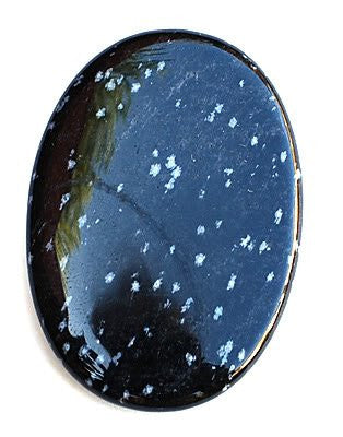 Obsidian Snowflake Large Palm Stone - Stone of Purity