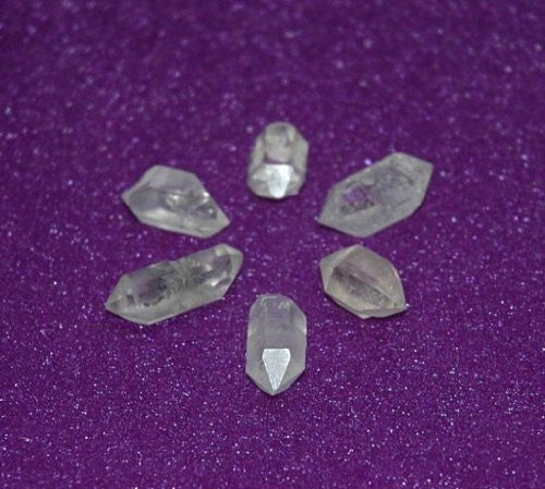 Six Clear Quartz Crystal Double Terminated Points