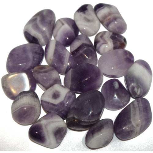 Chakra Healing Balancing Crystal Tumble Stones are purple with white marble lines smooth