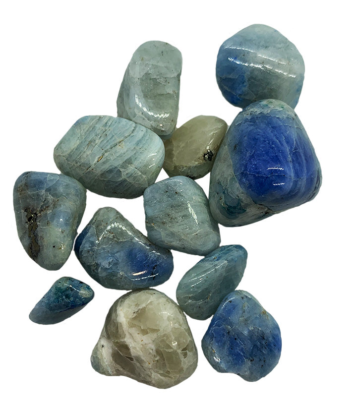 Blue polished tumble stones with white marble effect