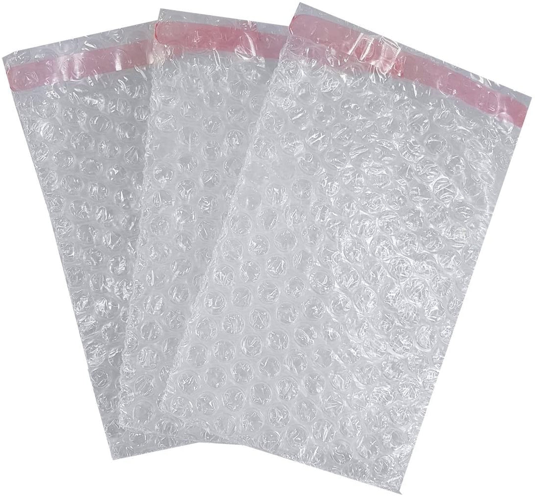 GeoFossils clear air pocket bubble bags, with pink adhesive strip
