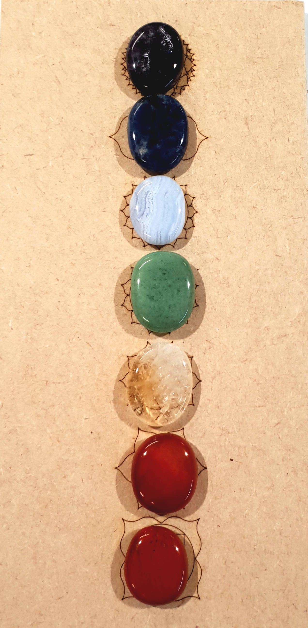 12 pieces, black, red, grey, orange, green, blue, dark blue, and purple
