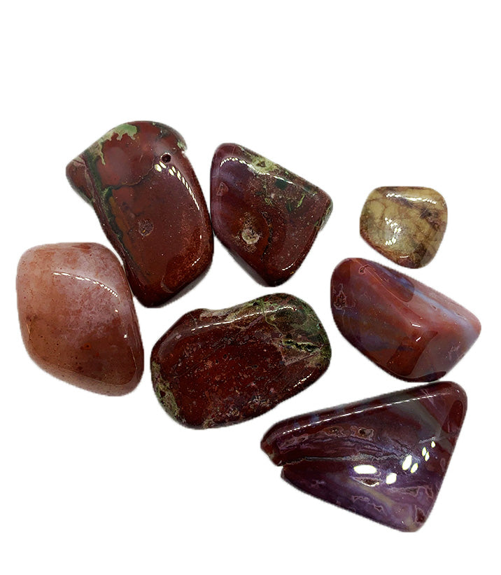GeoFossils Blood Red Chalcedony Tumble Stone, a rare deep red crystal for courage, emotional vitality, and grounding.