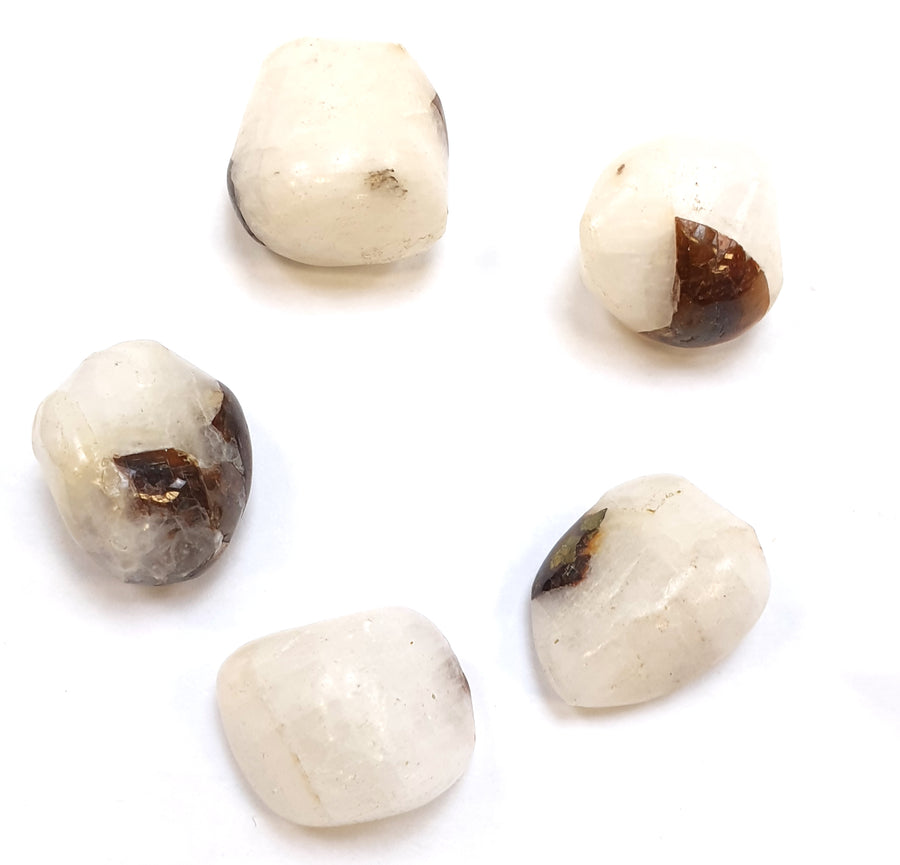 GeoFossils Cryolite Tumble Stone, a rare white crystal from Greenland for clarity, spiritual activation, and higher consciousness.