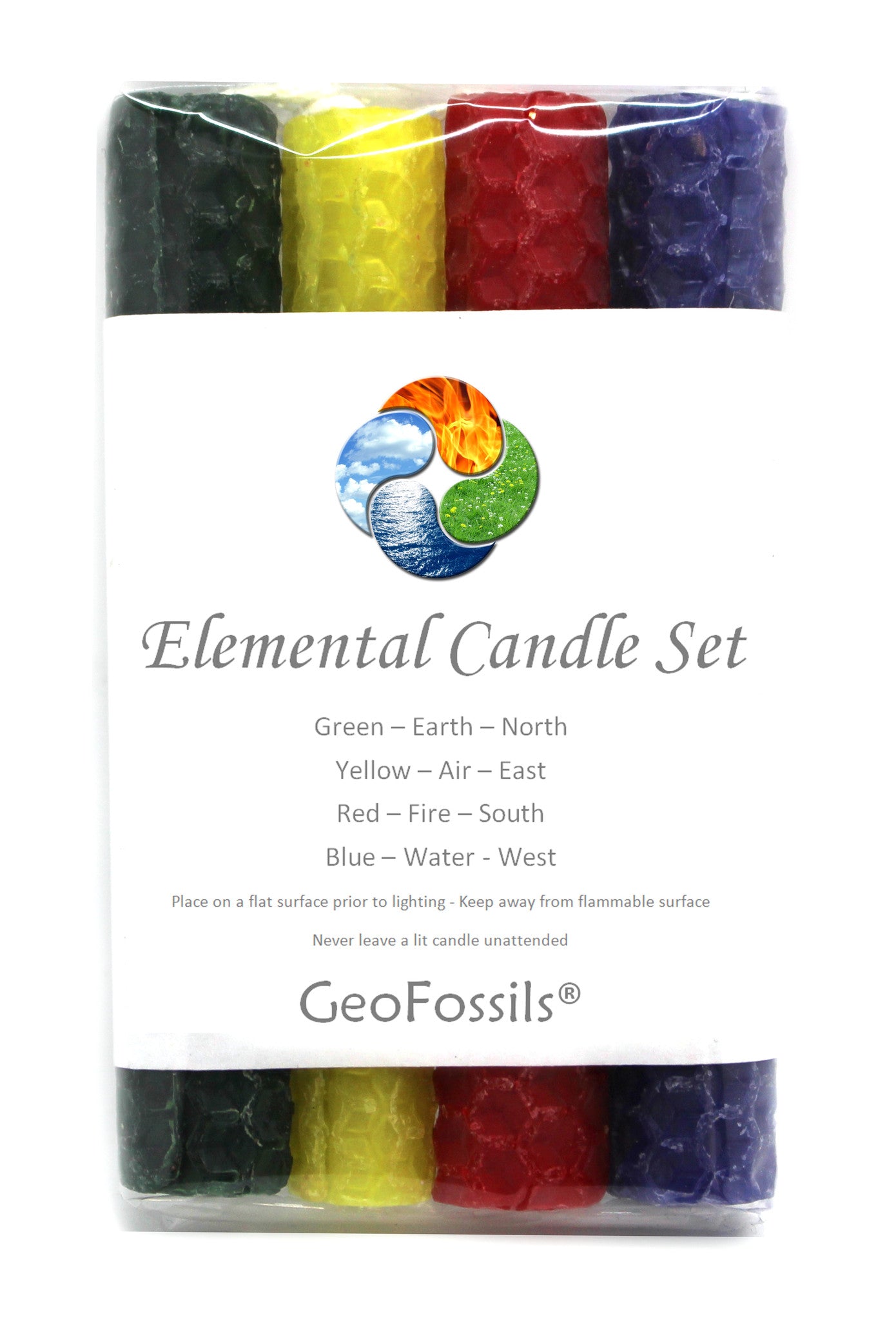 Elemental Shell Candle Elemental Beeswax Candle Set of Four - GeoFossils