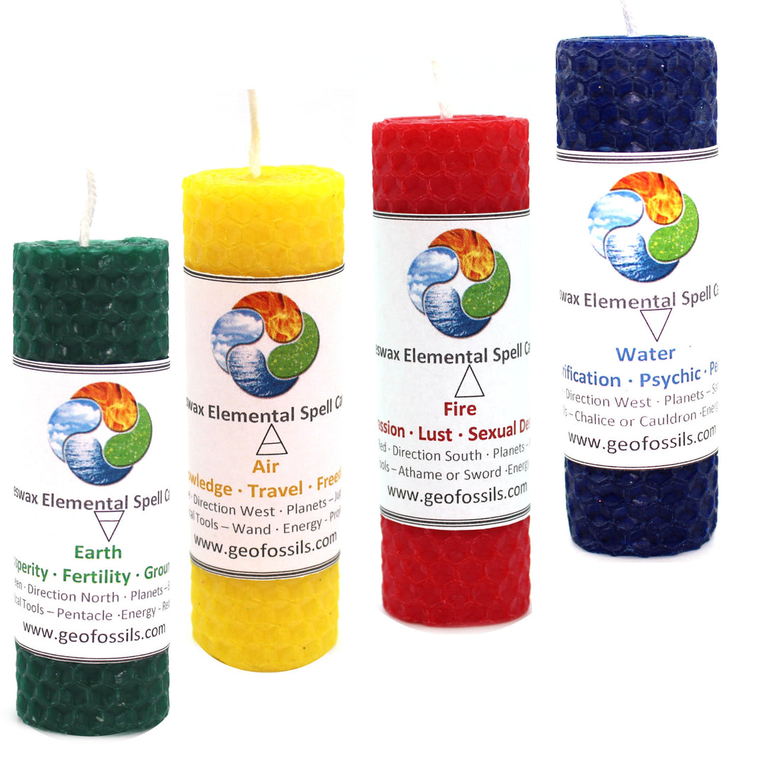 Beeswax Handmade Spell Candles - Elements 4pk 30mm
