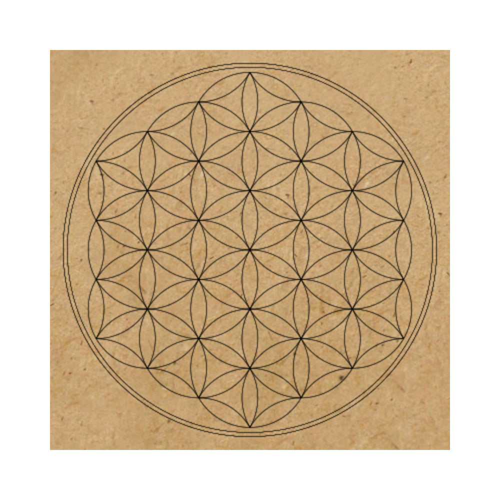 Sacred Geometry Wooden Crystal Grid Plate - Flower of Life